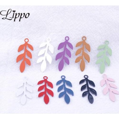 50pcs AC11418 9*22mm Leaf Charms Earrings Setting Jewelry Earring Findings For Woman Bijoux