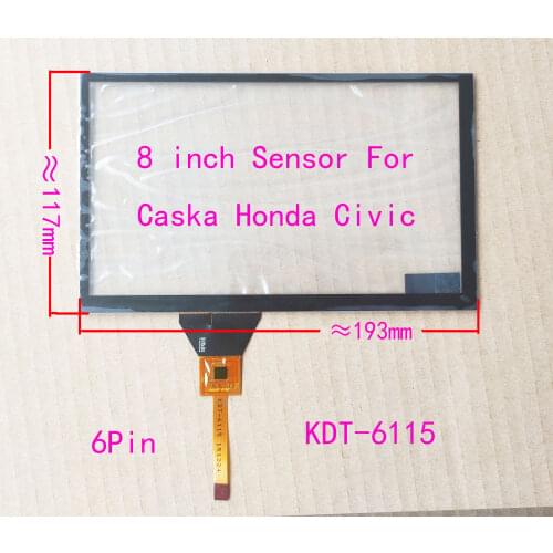 8 inch 193*117mm Sensor Digitizer Touch Glass For Caska HONDA Civic KDT-6115 6pin