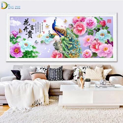 Diamond Painting Cross Stitch Kit Flower DIY 5D Diamond Embroidery Animal Peafowl Full Square/Round Drill Mosaic Sale Crafts