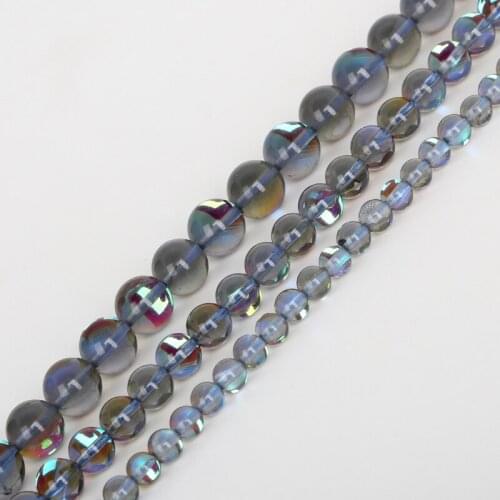 6mm 8mm 10mm Fashion Gray Color Rondelle Smooth Crystal Glass Loose Spacer Beads for DIY Jewelry Making