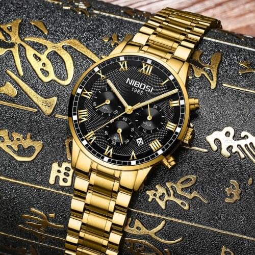 NIBOSI Mens Watches Military Luxury Brand Watch Mens Quartz Stainless Clock Fashion Chronograph Watch Man Relogio Masculino