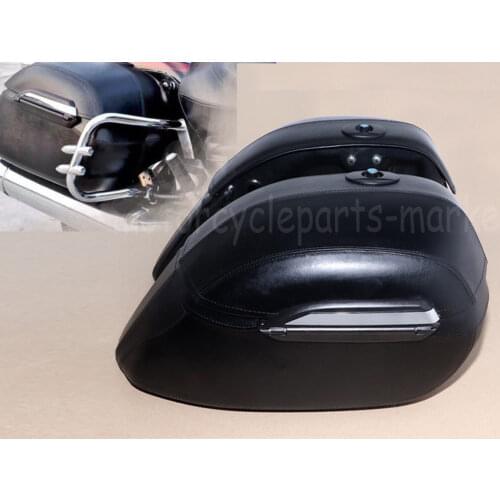 Black Universal Motorcycle Hard Saddlebag Guard Bag Trunk Case For Harley Fat Boy Softail Deluxe and Road King Cruiser