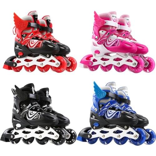 Outdoor Flash Childrens Roller Skates Kid Skates PVC Single Wheel Roller Skates Inline Skates Adjustable Size For Men And Women