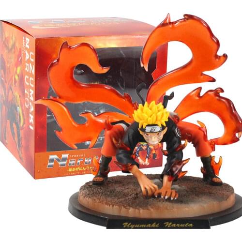 19cm Naruto Shippuden Anime Uzumaki Naruto Kyuubi Nine Tail Fox Battle Decoration PVC Action Figure Cartoon Model Toy Kids Gift
