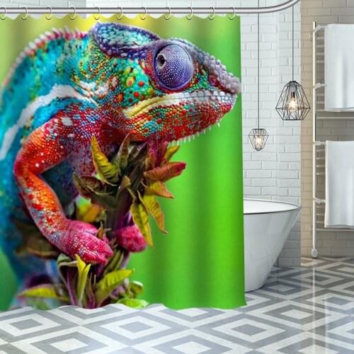 Chameleon Shower Curtains Waterproof Fabric Bathroom Decoration Supply Washable Bath And Shower Curtain Custom