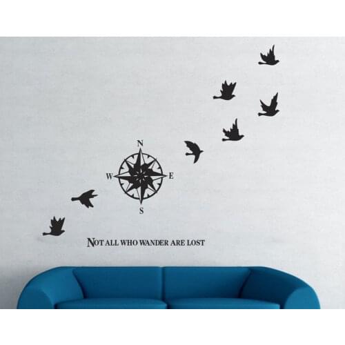 Compass migratory bird theme wall decal sticker mural child teen room living room decoration vinyl home decoration stickersZNZ07