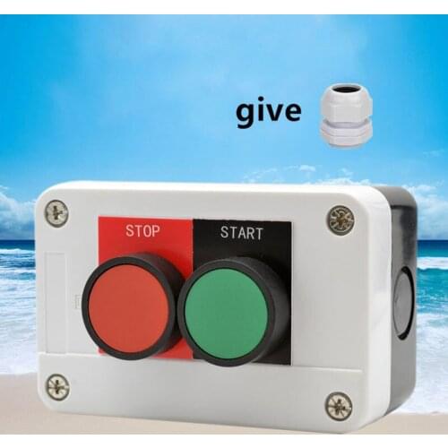 Two position button switch box control cartridge start stop flat button two hole button box 2 hole waterproof plastic