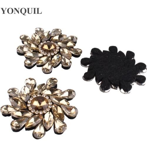 Round New Rhinestones Buckle Clear Crystal 5 CM Big Sewing On Rhinestone Applique Wedding Dress Hats DIY Accessories 12Pcs/Lot