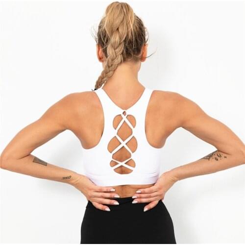 Summer Sports Bra Back Cross Sexy Tank Tops Running Fitness Sports Tank Tops Push Up Shockproof Bras Workout Crop Tops Plus Size