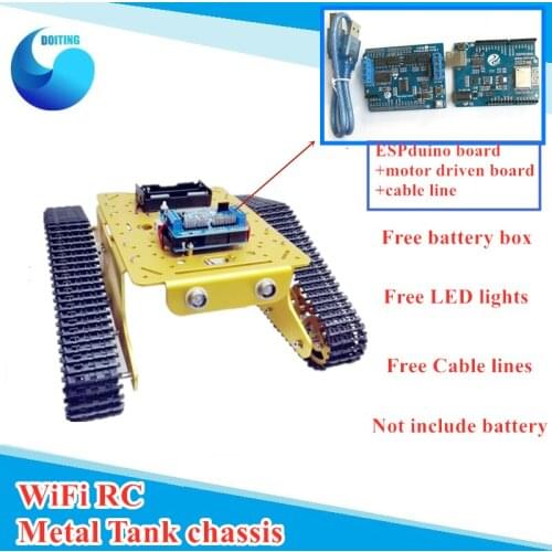 T300 WiFi RC Robot Car with RC Kit ESPduino Development Board+Motor Drive Shield Board 9V150RPM Compatible with Arduino DIY