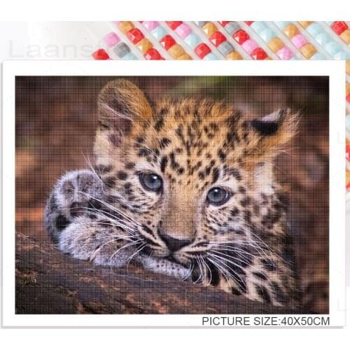 Cute Little Leopard 5D Diy Square Round Diamond Painting Home Decoration Wild Animal Mosaic Patch Diamond Embroidery Art Gift