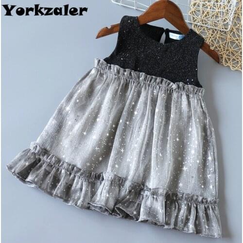 Fashion Girls Clothes New Lovely Baby Girls Summer Dress Sleeveless Star Party Dress Girls Christmas Dress for Little Girl