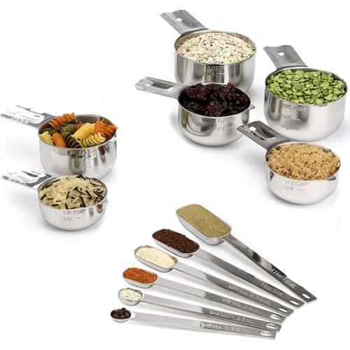 13pcs Measuring Cups & Spoons Set Stainless Steel Kitchen Tool 7 Measuring Cups + 6 Measuring Spoons Kitchen Tools Gadgets