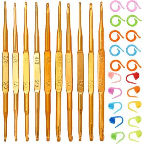 Nonvor 10Pcs Crochet Hooks Set Knitting Needles Set DIY Needle Arts Craft Scissors Stitch Markers Sewing Tools Knitting Stitch