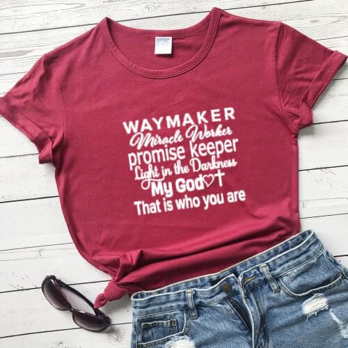 New Womens Waymaker Miracle Worker Promise Keeper Christian Tshirt Faith Shirt Jesus Shirt tees vintage slogan art tops R194
