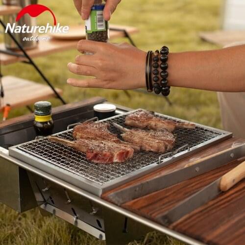 Naturehike Portable Stainless Steel BBQ Grill Non-stick Folding Barbecue Grill Outdoor Camping Picnic Tool Charcoal Field Stove
