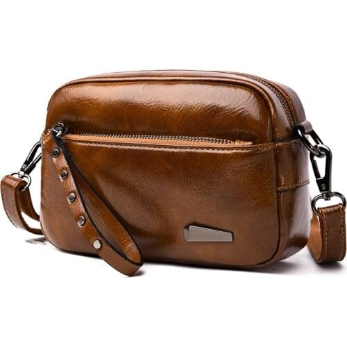 Luxury Oil Wax PU Leather Handbags Women Bags Designer Crossbody Bags High Quality Ladies Shoulder Bag Fashion Small Bag Female