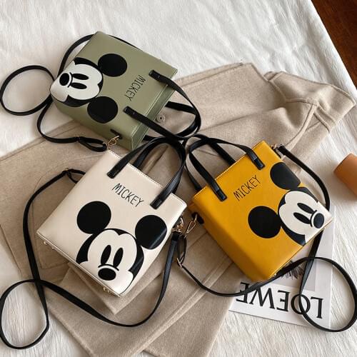 New Disney Backpack Women Cartoon Mickey Mouse PU Handbag Girl Woman Fashion Shoulder Cross-Body Backpack Gift Toys