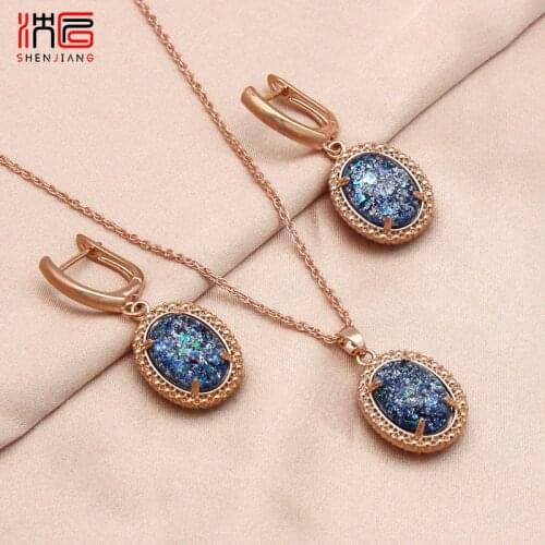 SHENJIANG New Cute Colorful Oval Egg Shape Resin Dangle Earrings Pendant Necklace Jewelry Sets For Women Party Fashion Gift