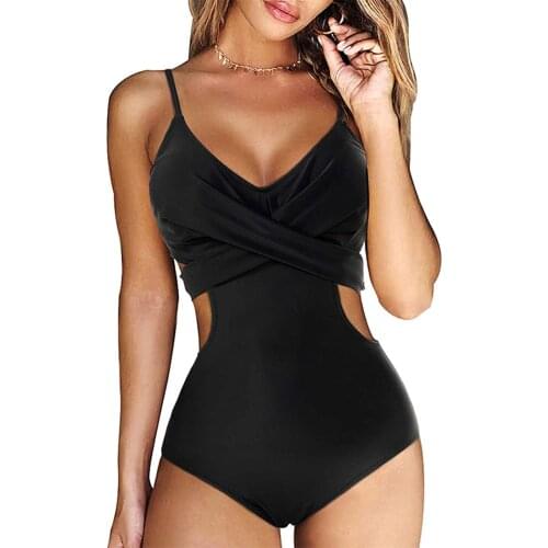Patchwork Leopard 1 Piece Swimsuit WomenLow V-neck Hollowed Waist e Slim Swimwear for Beach Swimming Bathing Suit