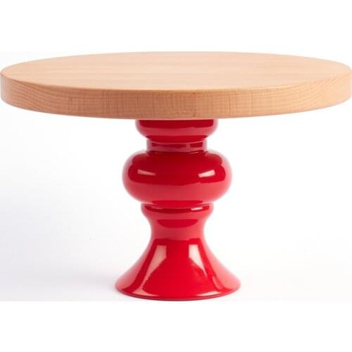 Wooden Pedestal Red Cupcake Stand 25 cm