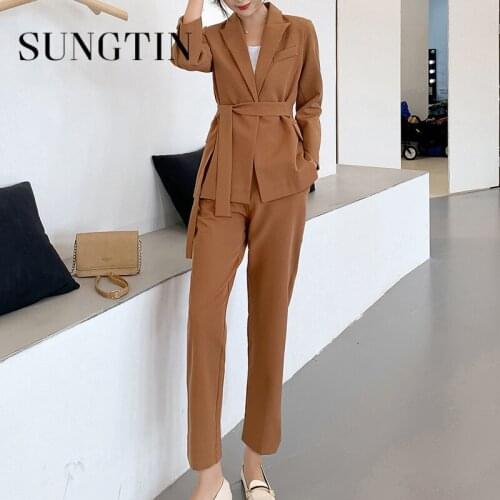 Женские модные брючные костюмы Sungtin China At AliExpress
