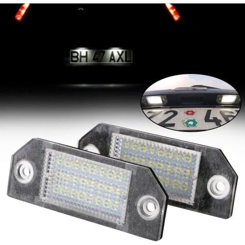 24 LED White Light No Error For Ford Focus C-MAX MK2 03-08 6W 2PCS Number Plate Lamp Car License Plate Lights DC12V