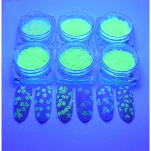 Glow- In- Dark 6Boxes Nail Art Glitter Sequins Luminous Fluorescent Effect Glow in the Dark Flake For Nail Polish,DIY Nail Art