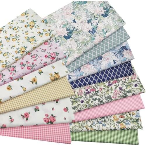 Pastoral GREEN BLUE Lotus Leaves Pink Yellow Flower Rose 100% cotton Twill fabric For DIY handwork patchwork Quilt Clothes Dress