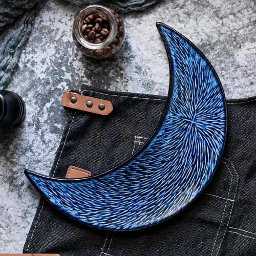 Japanese Special Design Klin Glazed Moon Plate Ceramic Plates Sushi Dish Fish Display Tray