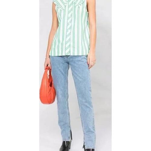 Womens High Waist Straight Jeans 2021 Autumn Winter Ladies Side Split Casual Loose Denim Pants Trousers with Pockets