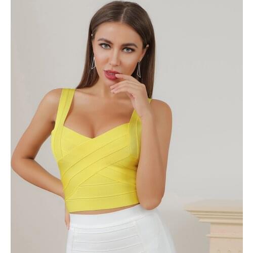 New Bnadage Top Women Summer Autumn Tops Fashion V-Neck Sleeveless Top Casual Slim Crop Top Vest