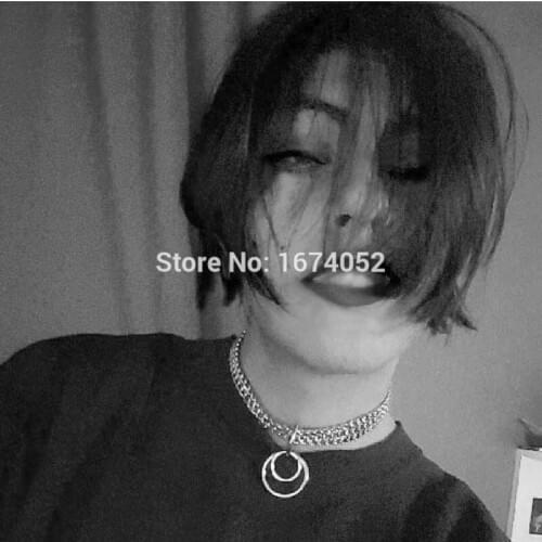 Sexy Women Girl Handmade Pub Party Double O Round Circle Chain Link Choker Collar Necklace