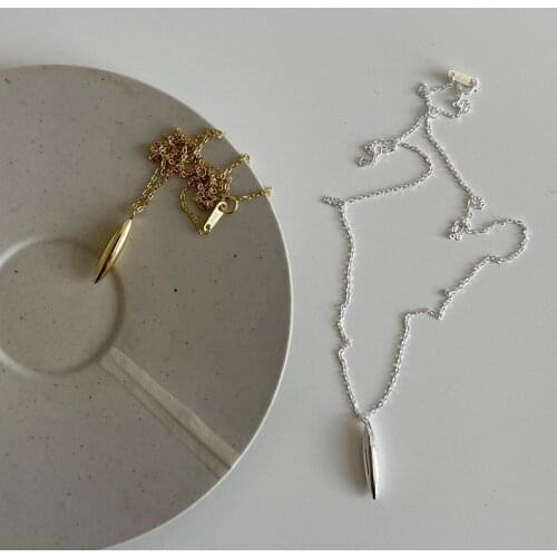 Silvology 925 Sterling Silver Double Tip Pendant Necklace for Women Glossy Bullet Shape Minimalist Necklace Friendship Jewelry