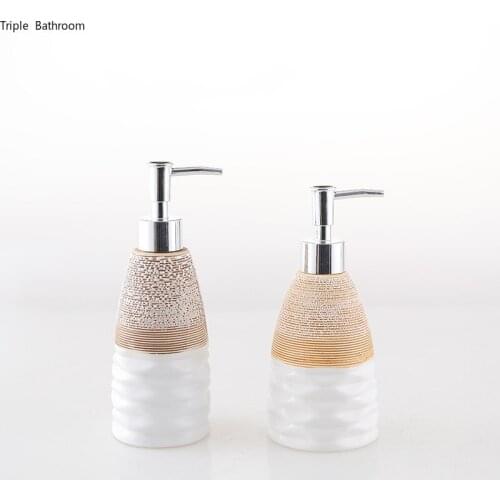 1 pc 340ml Soap Dispenser Nordic Style Ceramics Hotel Shampoo Dispenser Wristband Hand Dispenser Travel Bathroom Supplies