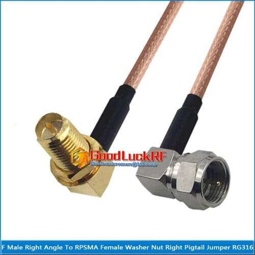 1X Pcs F Male 90 Degree to RPSMA RP SMA Female Right Angle Washer O-ring Bulkhead Panel Mount Nut Pigtail Jumper RG316 Cable
