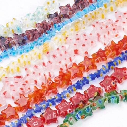10 Strand Mixed Color Handmade Millefiori Glass Bead Cube/Star/Rhombus/Polygon/Oval Beads Strands for jewelry making DIY F70