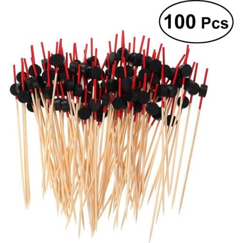 100pcs 12cm Wood Food Picks Cocktail Fruit Appetizer Drink Picks Sticks Disposable Wood Toothpicks For Party Table Supplies