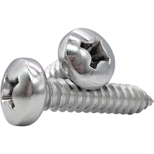 5pcs M6.3 Phillips self-tapping screws round top screw cross pan head sharp tail bolts stainless steel bolt 55mm-80mm long