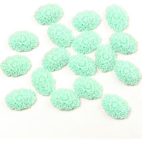 50Pcs Blue Resin Flower Decoration Crafts Beads Flatback Cabochon Scrapbook DIY Embellishments Accessories Buttons