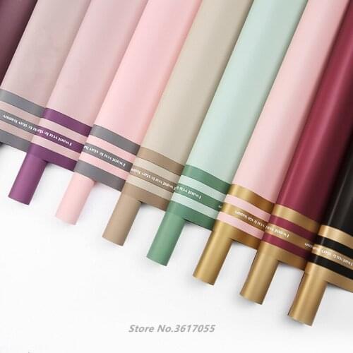 60*60cm 20pcs Golden Frame Flower Wrapping Paper Bouquet Floral Gift Packaging Material Package Waterproof Flower Paper