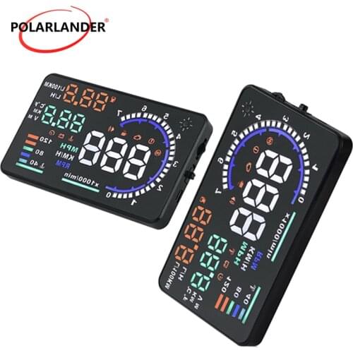 A8 5.5" car HUD GPS Scanner Speed Warning Fuel Consumption Data Car HUD Display PolarLander OBD2 LED Windscreen Projector