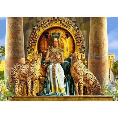 D Diamond Embroidery Egyptian beauty and leopard Full Square Round Diamond Painting Mosaic Hobbies And Crafts Decoration AA2493