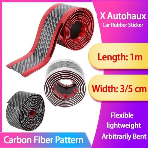 X Autohaux 1m 3.3ft Car Universal Rubber Sticker Carbon Fiber Pattern Door Sill Protector Edge Guard Strip Rubber Protectors