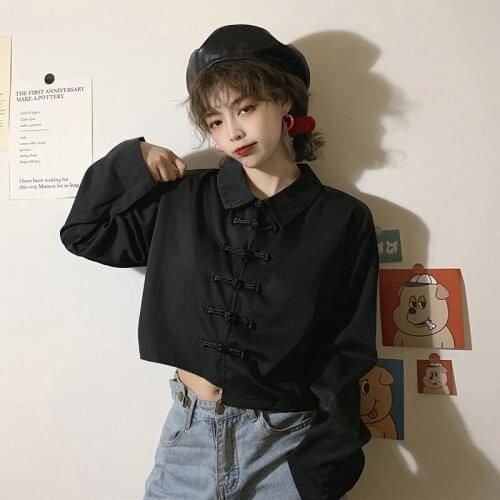 Vintage Blouses 2020 Fashion Clothes Woman Solid Spring Turn-Down Collar Long Sleeve Button Casual Asian Streetwear Tops AA5338
