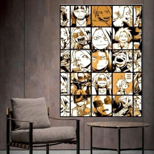 BNHA Kaminari Denki collage Wall Art Canvas Print Silk Fabric Wall Poster Art Decor Sticker Bright