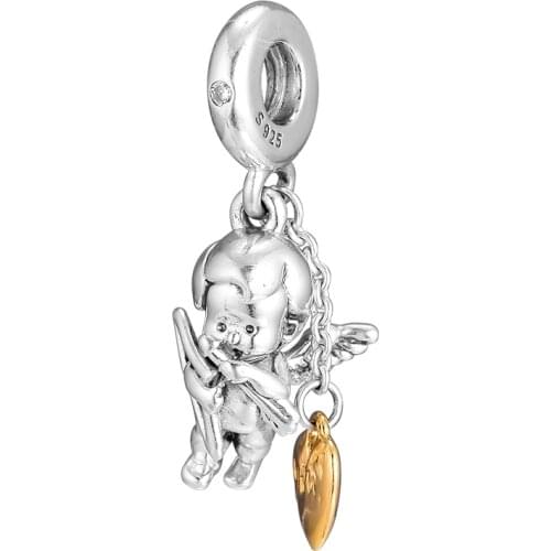 Fits for Pandora Charms Bracelets Cupid & You Shine Beads 100% 925 Sterling Silver Jewelry Free Shipping