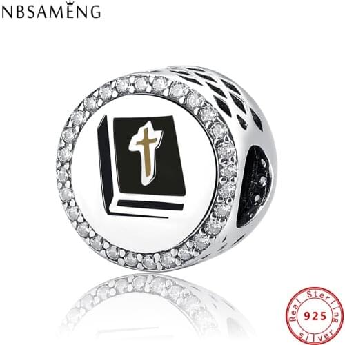 Original 100% 925 Sterling Silver Charms Bible Cross Beads Power Of Prayer Charm Fit Pandora Bracelets Women DIY Fine Jewelry