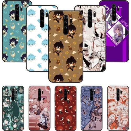 Phone Case For Xiaomi Redmi Note 8 8T 7 7A 9 9S 8A 4 5 Pro Black Cover Funda 3D Hoesjes Soft Prime Genshin Impact Games