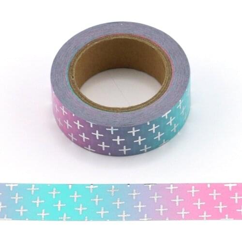 10M Decorative Foil Washi Tape Blue and Pink Cross DIY Scrapbooking Sticker Label Japanese Masking tape School Office Supply